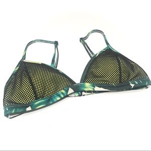 Simons Bikini Top Neon Green & Black Mesh Medium